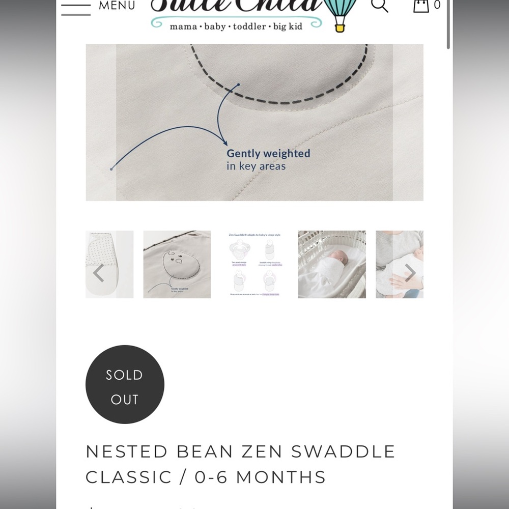 NESTED BEAN ZEN SWADDLE
CLASSIC / 0-6 MONTHS